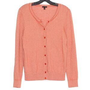 Talbots Cardigan Sweater Cottage Preppy Y2K Academia Metallic Stripe Size Medium